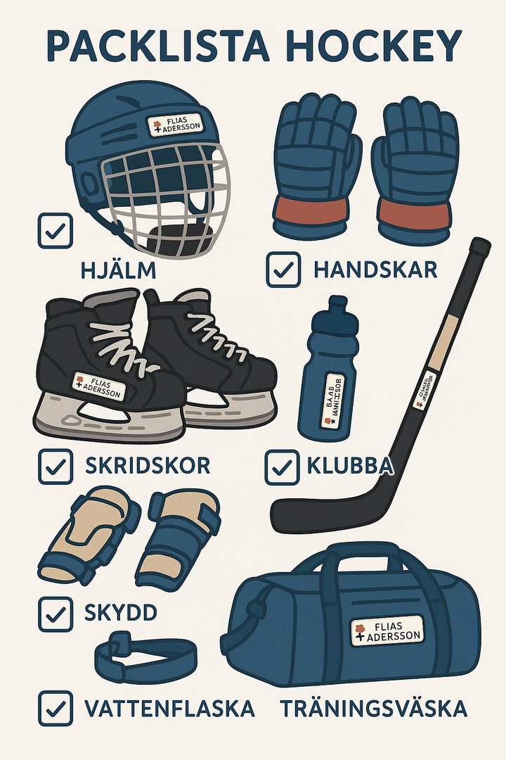 Inför Hockeyskolan – märk utrustningen och slipp förväxlingar